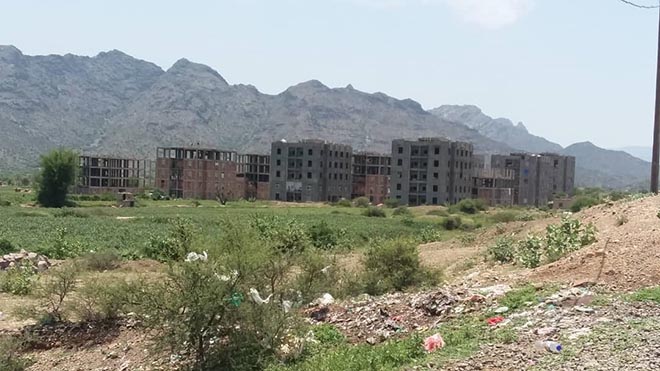 المدينة السكنية التي يقطنها النازحون في سناح المدينة السكنية التي يقطنها النازحون في سناح