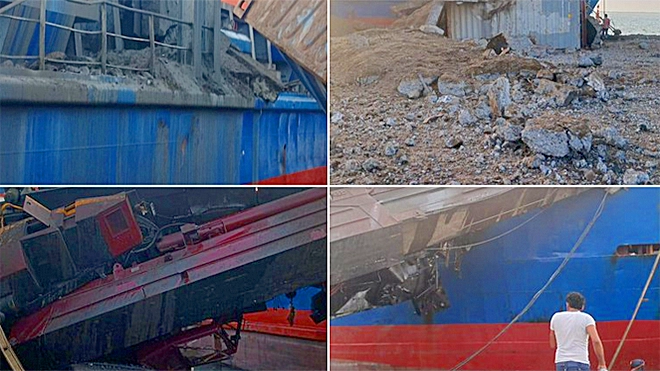 أضرار الهجمات الإسرائيلية على ميناءي الحديدة والصليف أضرار الهجمات الإسرائيلية على ميناءي الحديدة والصليف