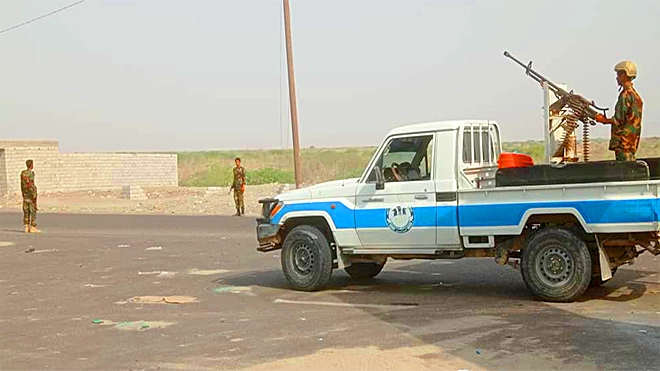 ​انتشار أمني لقوات الطوارئ بأبين على الخط الدولي