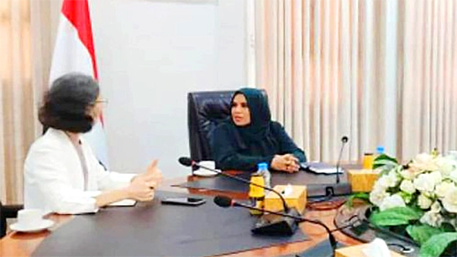 ​وزيرة الدولة تبحث مع السفيرة الفرنسية والسفير الليبي تعزيز دعم وتمكين المرأة